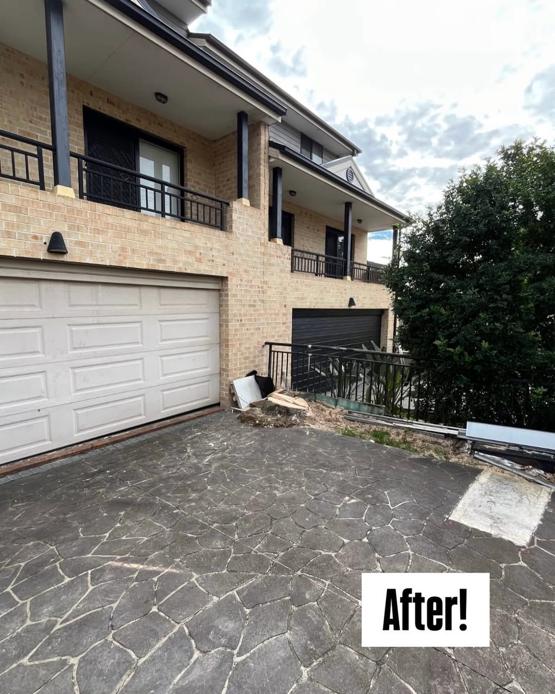 Same driveway after the palm was removed and the stump ground flush